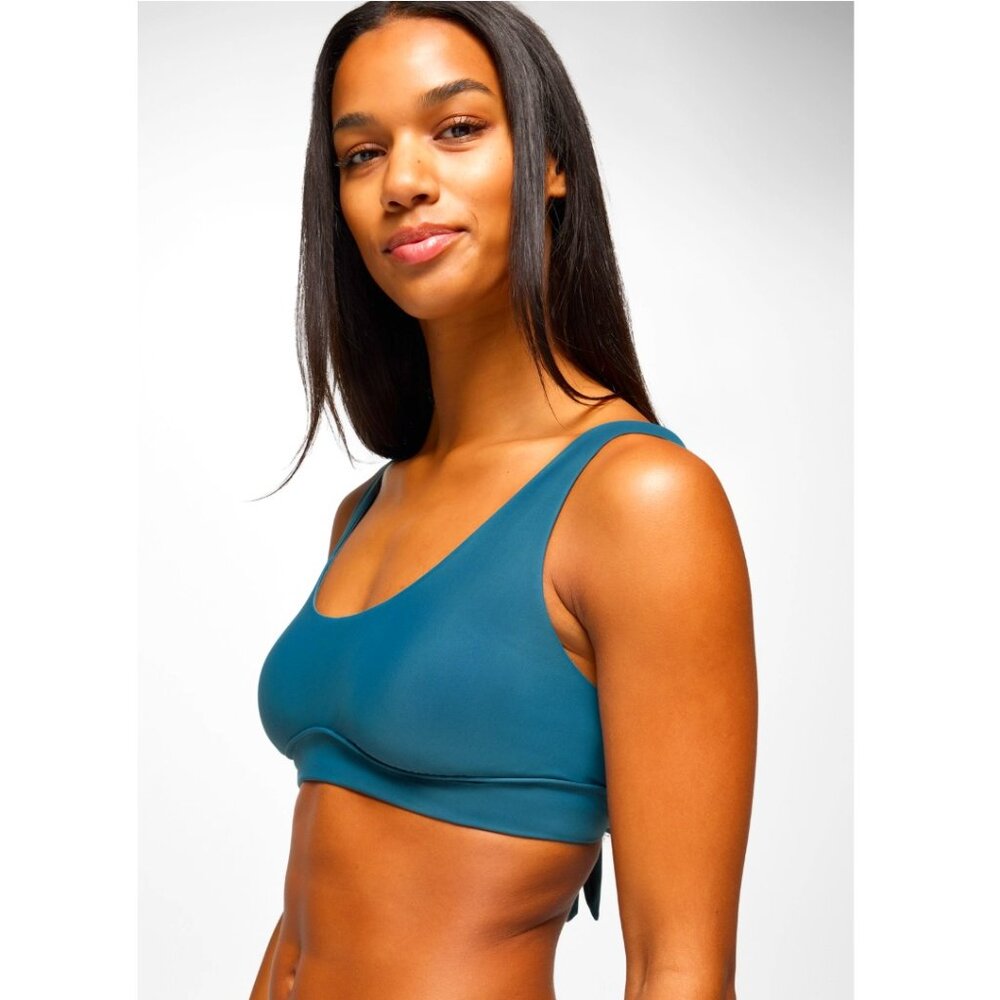 PrAna Women's Mallorca Swim Bikini Top Catalina Teal Crisscross Back Small NWT